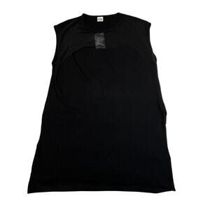 NEW OAK Sleeveless Crewneck Mesh Trim High Low Tank Size S Cotton Casual Neutral
